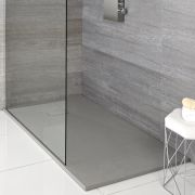 Receveur de douche à effet texturé – Gris clair – Choix de tailles et kit de rehausse – Rockwell