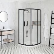 Cabine de douche quart de cercle avec receveur – Noir – Tailles multiples - Nox
