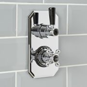 Hudson Reed Elizabeth - Mitigeur de douche double thermostatique rétro encastré - 1 fonction - Chromé et noir