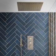 Pommeau de douche encastrable carré – 40 cm x 40 cm – Laiton brossé – Clarus