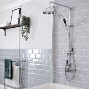 Hudson Reed Elizabeth - Colonne de douche rétro avec mitigeur thermostatique exposé à double fonctions - Chromé et noir 