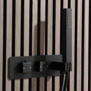 Mitigeur de douche thermostatique avec inverseur et douchette – Noir - Preto