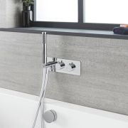 Kit de douche thermostatique avec inverseur, vidage-remplissage baignoire et douchette – Chromé - Como
