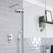 Hudson Reed Elizabeth - Mitigeur de douche thermostatique rétro encastré à 2 fonctions avec inverseur - Chromé et blanc