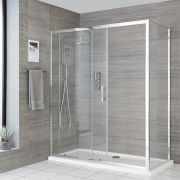 Porte de douche coulissante avec paroi de retour en option – Choix de tailles – Portland