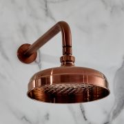 Pommeau de douche rétro – 20,5 cm – Avec bras mural – Cuivre satiné – Elizabeth