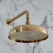 Pommeau de douche rétro – 30 cm – Avec bras mural – Or satiné – Elizabeth