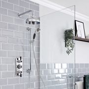 Kit de douche thermostatique rétro – Chromé et noir – Choix de fonctions - Elizabeth
