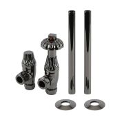 Robinet de radiateur d’angle thermostatique ancien – Avec kit de tuyauterie – Choix de finitions – Windsor