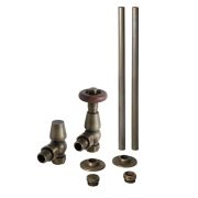 Robinet de radiateur d’angle thermostatique rétro – Avec kit de tuyauterie – Choix de finitions – Windsor