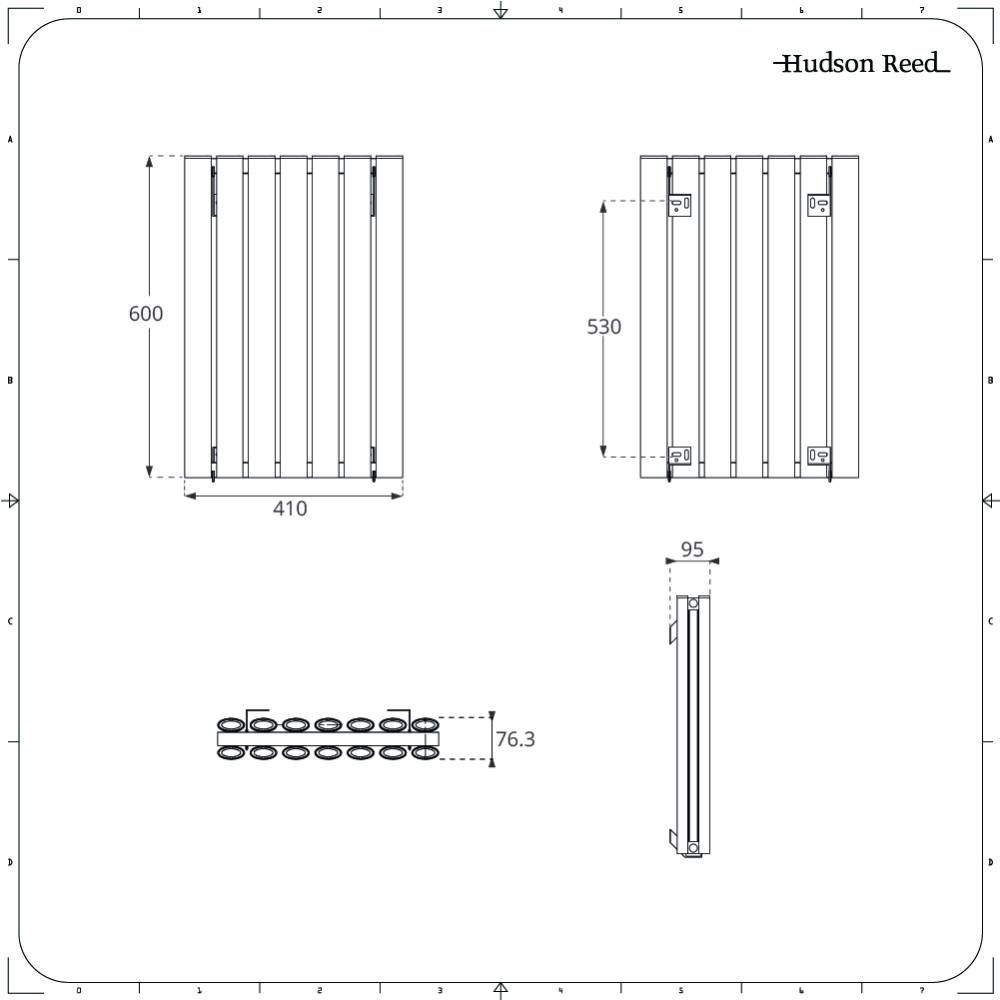 Radiateur design horizontal - 60 cm x 41 cm - Blanc - Aluminium ...