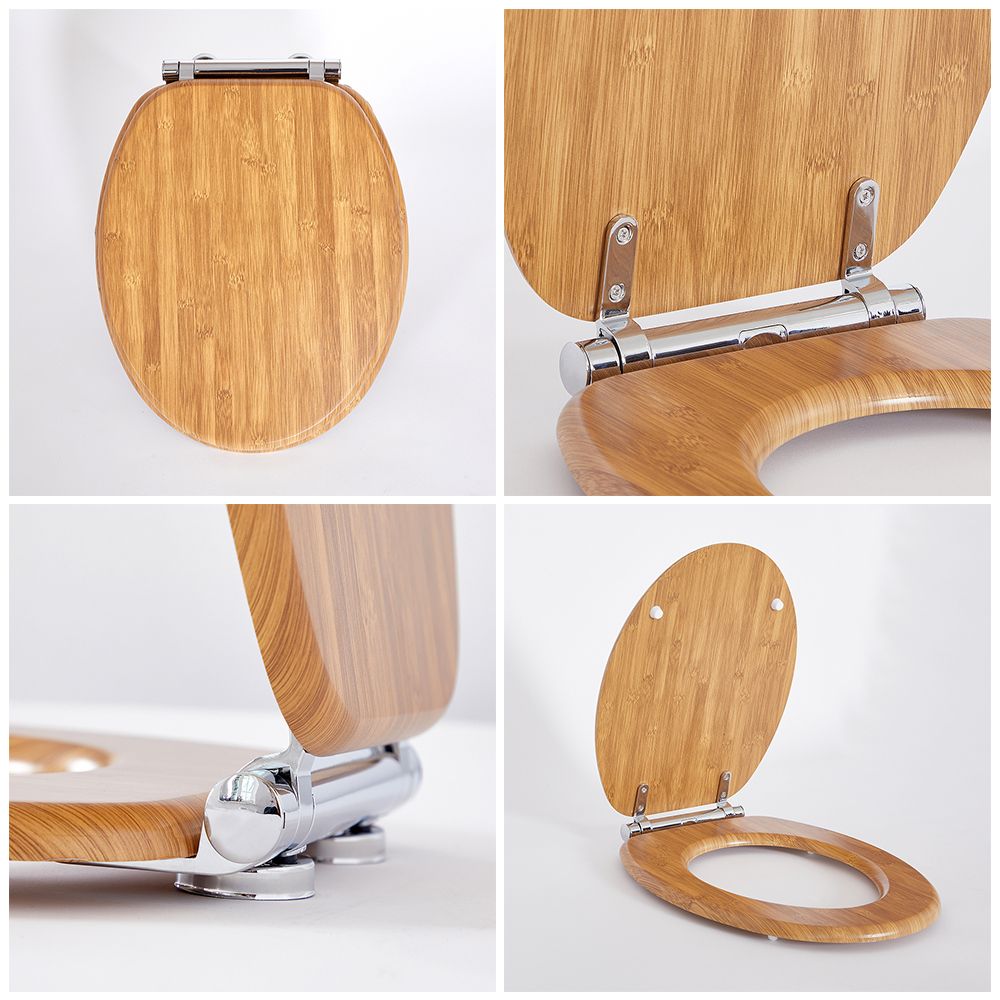 Abattant WC a fermeture douche retro Effet chene Charnieres chromees Richmond