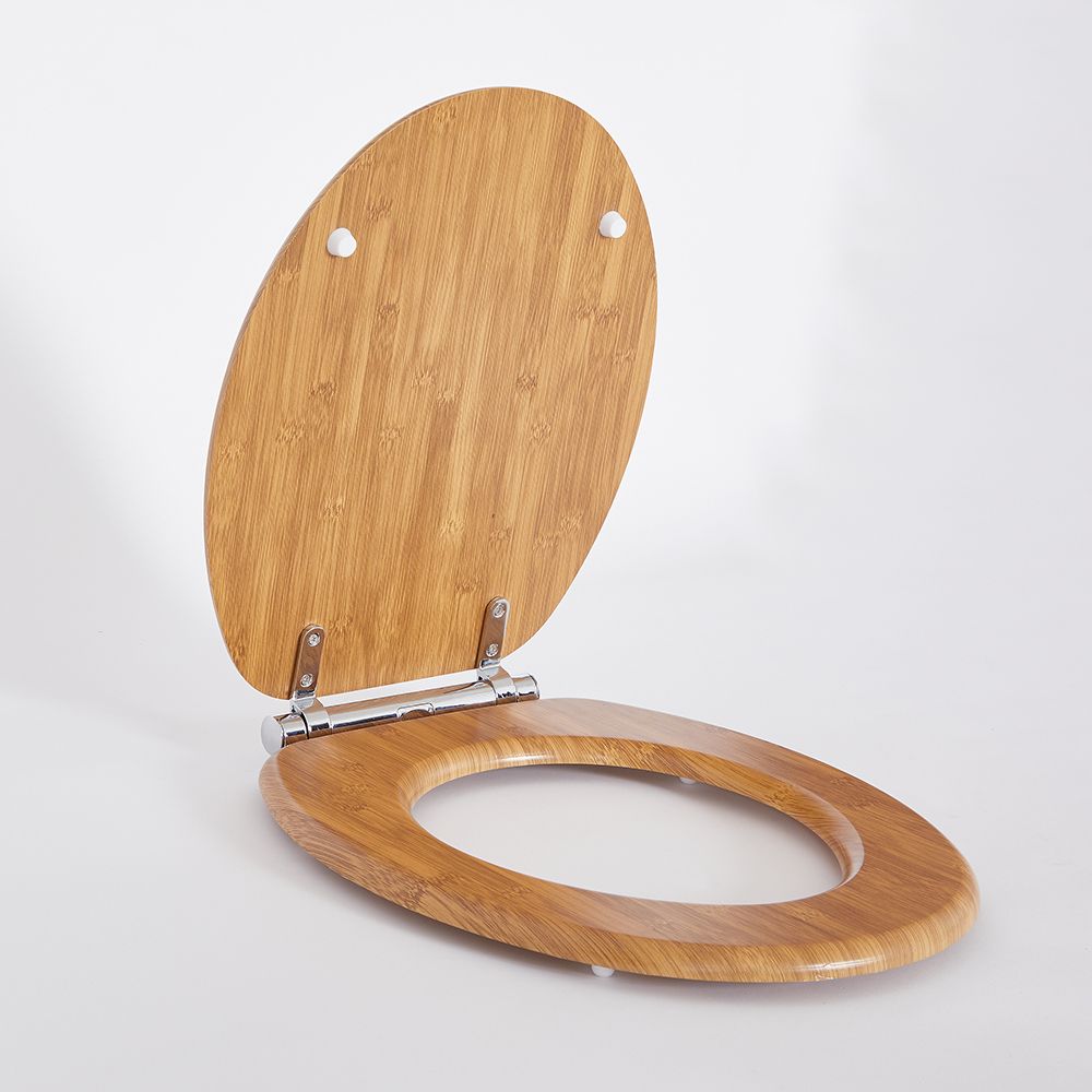 Abattant WC a fermeture douche retro Effet chene Charnieres chromees Richmond