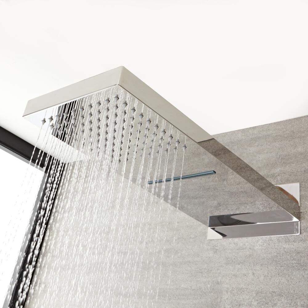 Kit De Douche Avec Pommeau Pluie 15cm Et Barre Réglable - Haute Pression, Finition Chrome - Idéal Pour Rénovation Salle De Bain