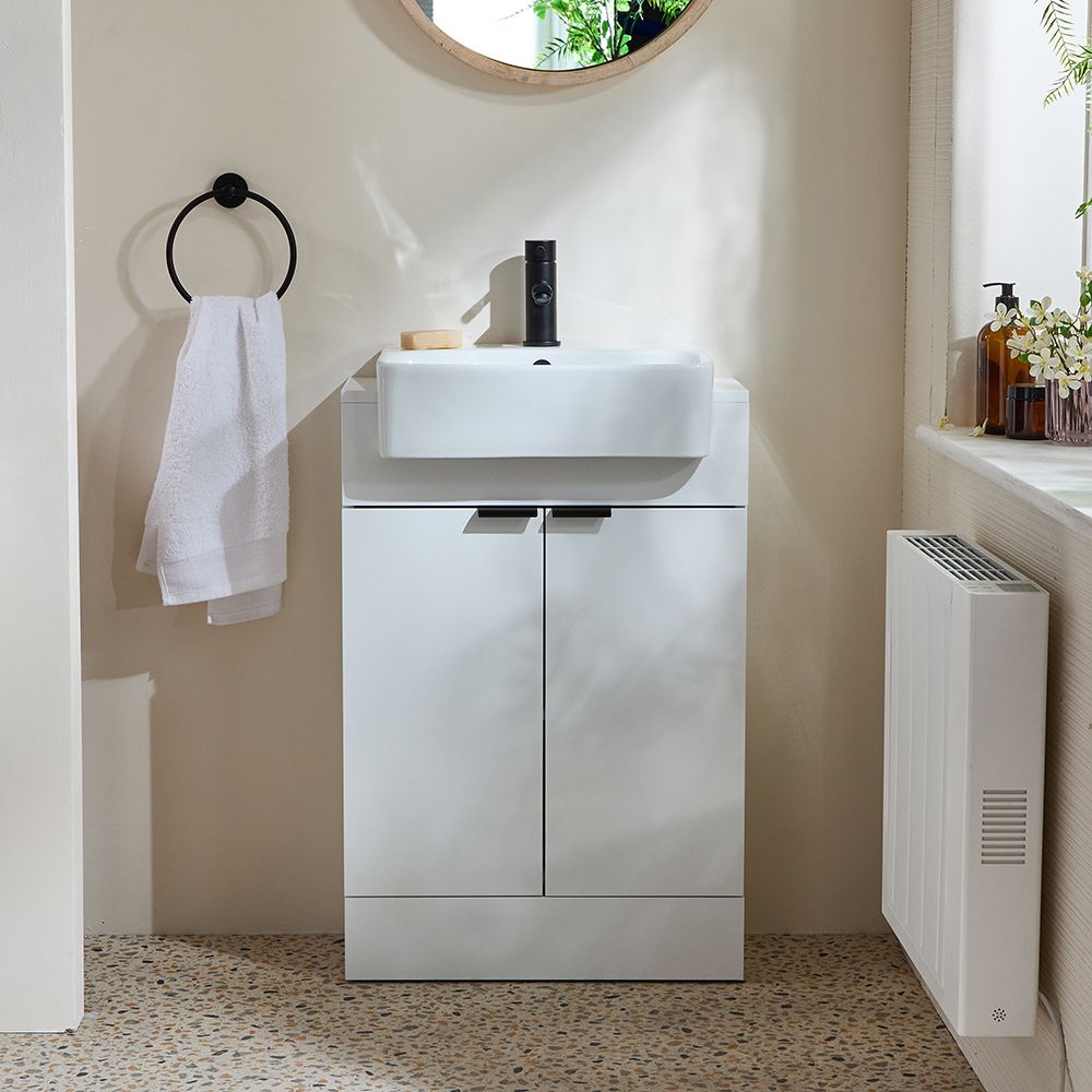 Meuble-lavabo autoportant en chêne givré de 91 cm (36 po) – Golden Elite Deco