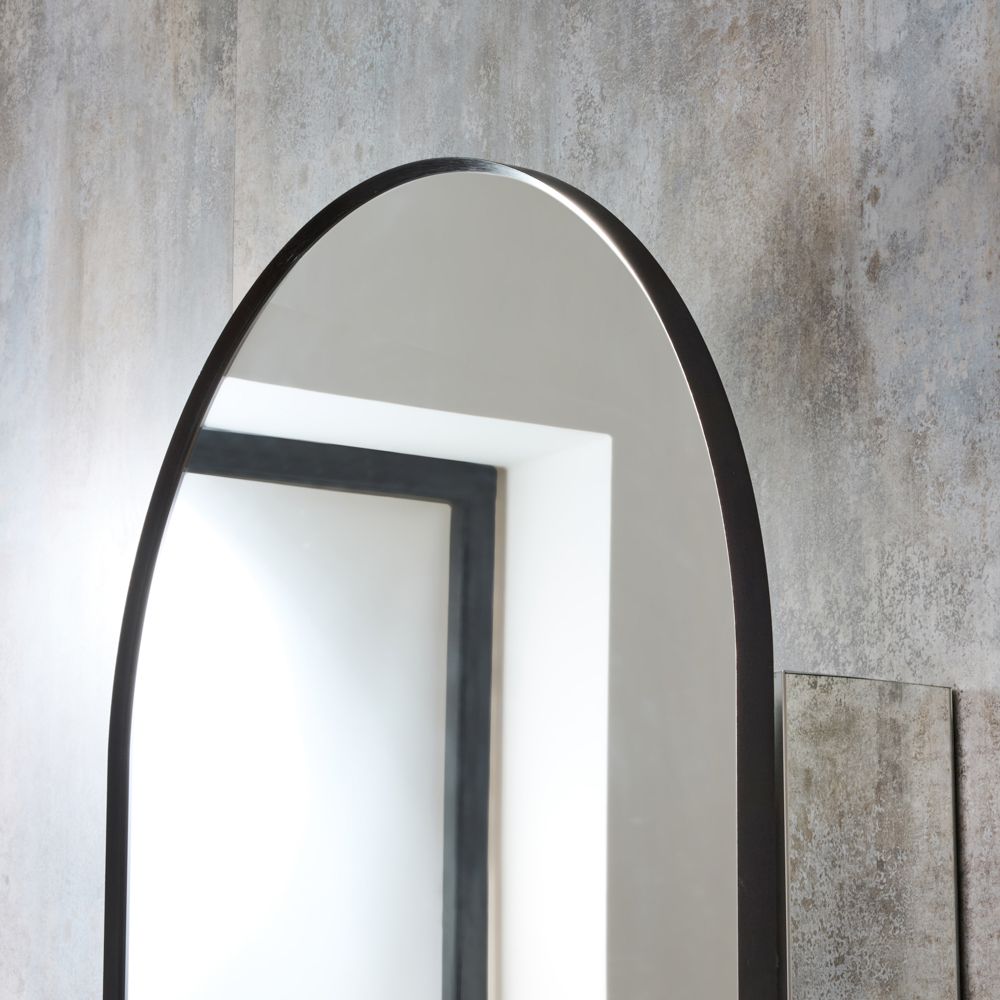 Miroir Mural Arqué Cadre Aluminium - 30x40cm - Salle De Bain, Salon, Chambre (Style Moderne)