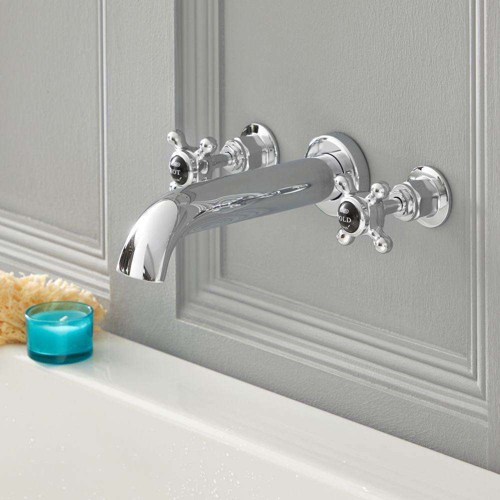 Mitigeur Baignoire Mural Kuchinox – Laiton, Manettes Croisillons, Stilo, Neuf