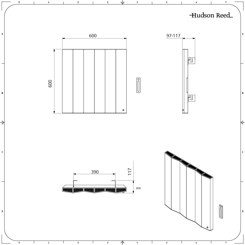 Radiateur électrique design horizontal – Aluminium noir – 60 cm x 60 cm ...