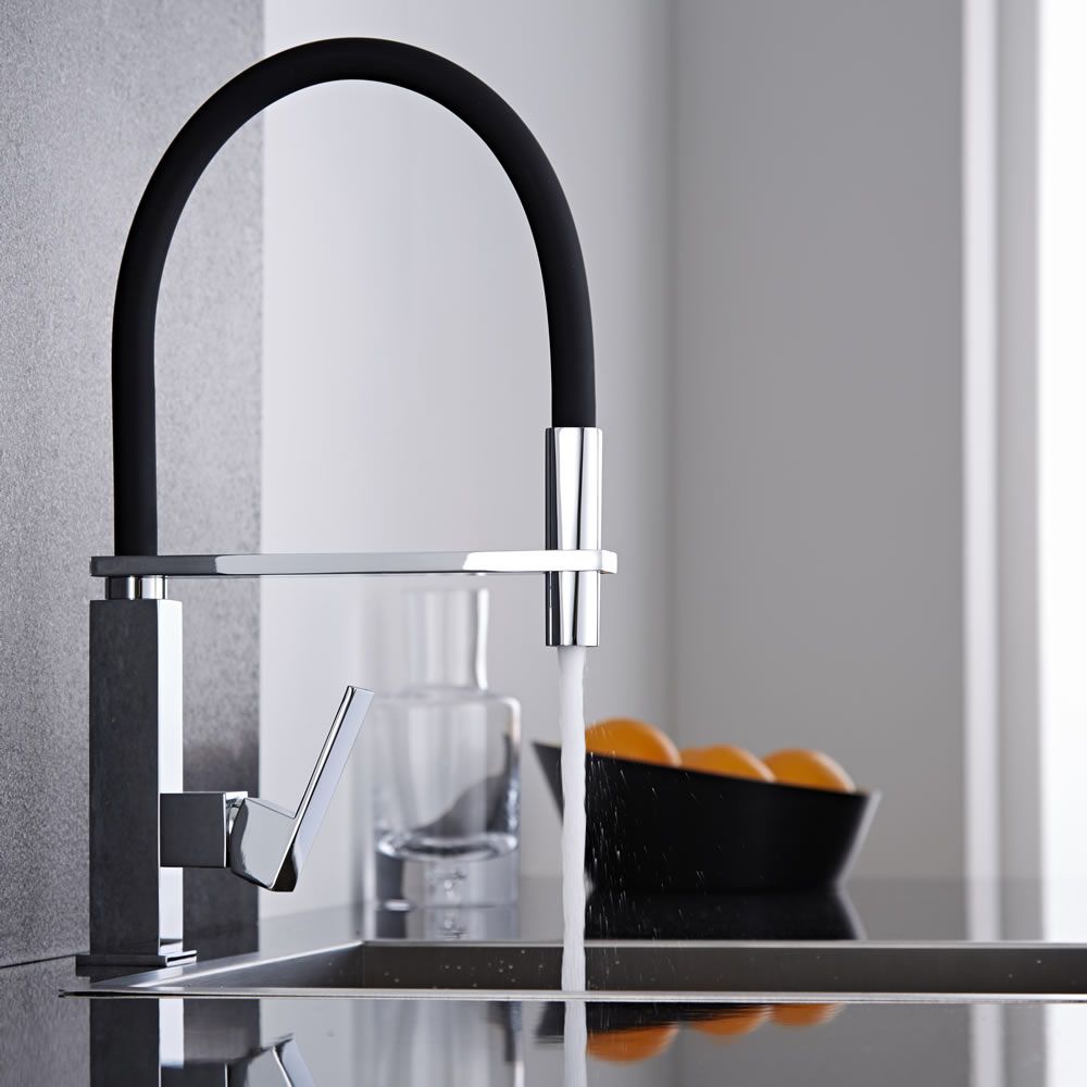 Mitigeur Cuisine Noir avec douchette extractible,Inox,Mélangeur Évier 2