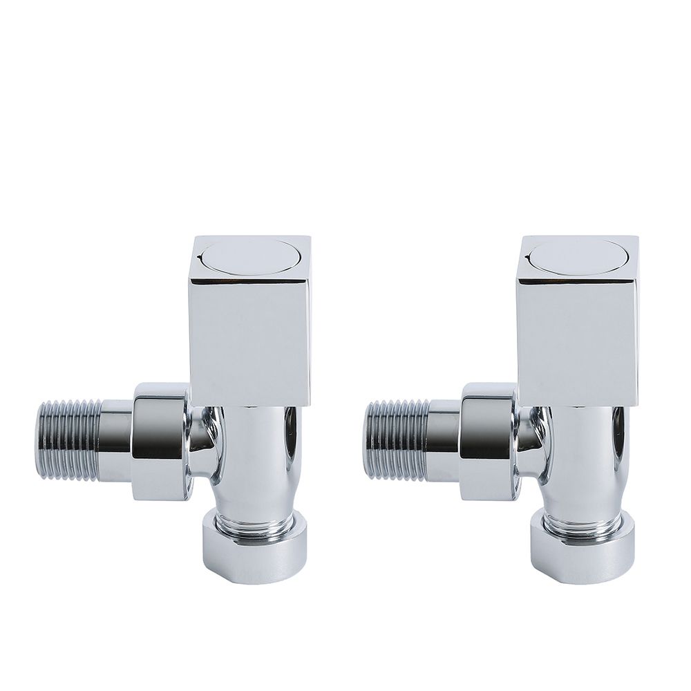 Robinet de radiateur coudé thermostatique avec tête de réglage et kit
