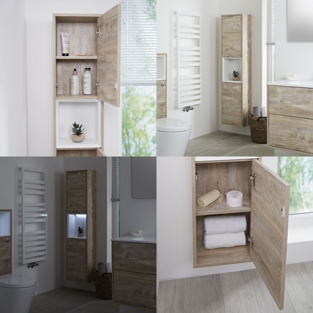 Ensemble de meubles de salle de bain - Meuble-lavabo, colonne de rangement, miroir & pack WC ...