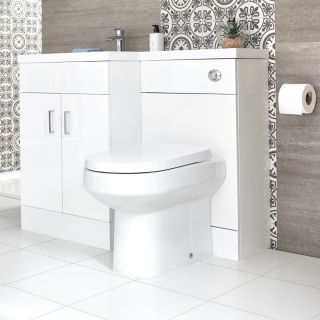 Meuble WC avec WC sans bride Otterton - Blanc – 50 cm - Saru