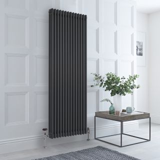 Radiateur électrique horizontal – Style fonte – Anthracite – 3 rangs – 30 cm  x 101 cm - Choix de thermostat Wi-Fi - Windsor