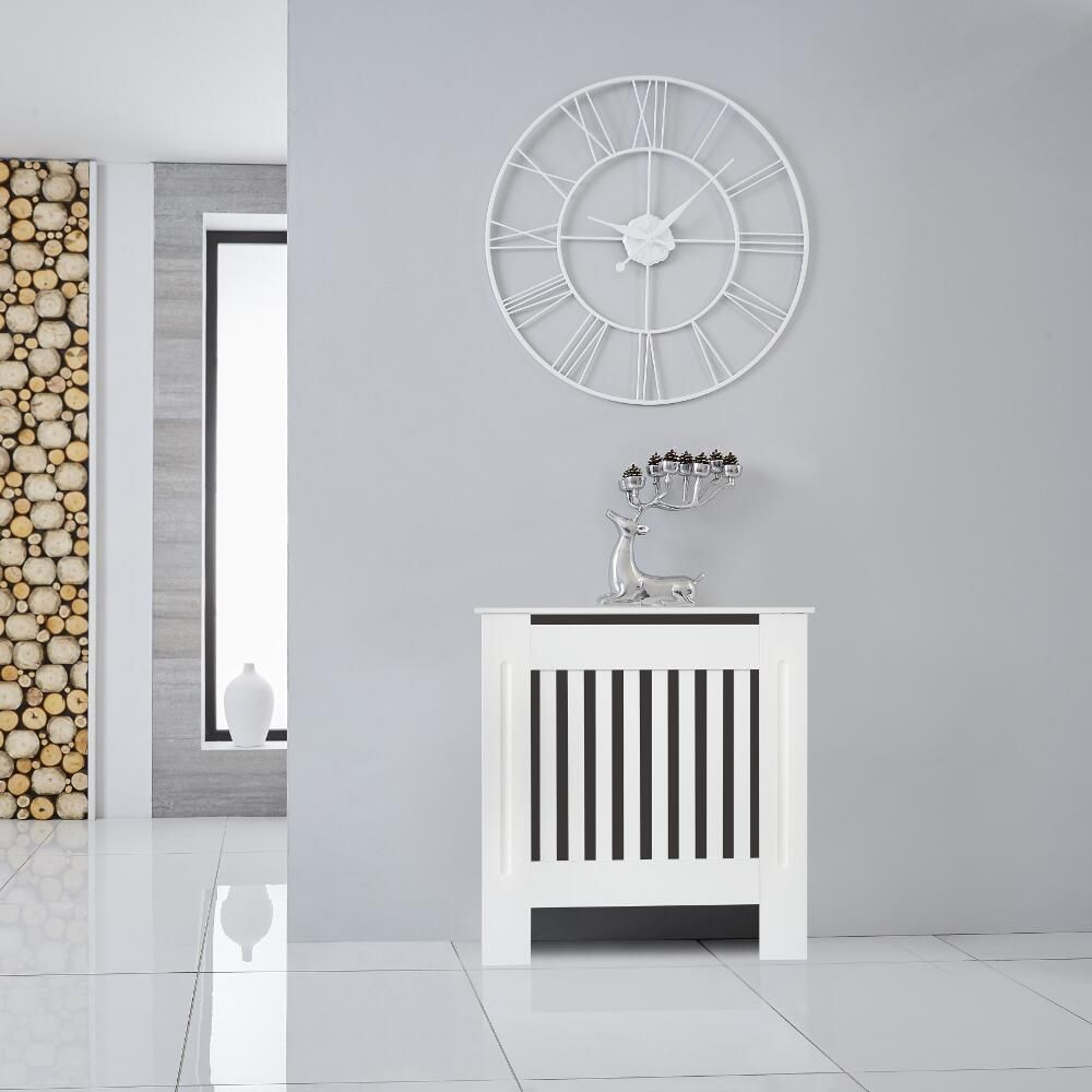 Cache-radiateur Peint Vertical à Lattes de Style Moderne MDF Blanc 1122 x 190 x 815 mm