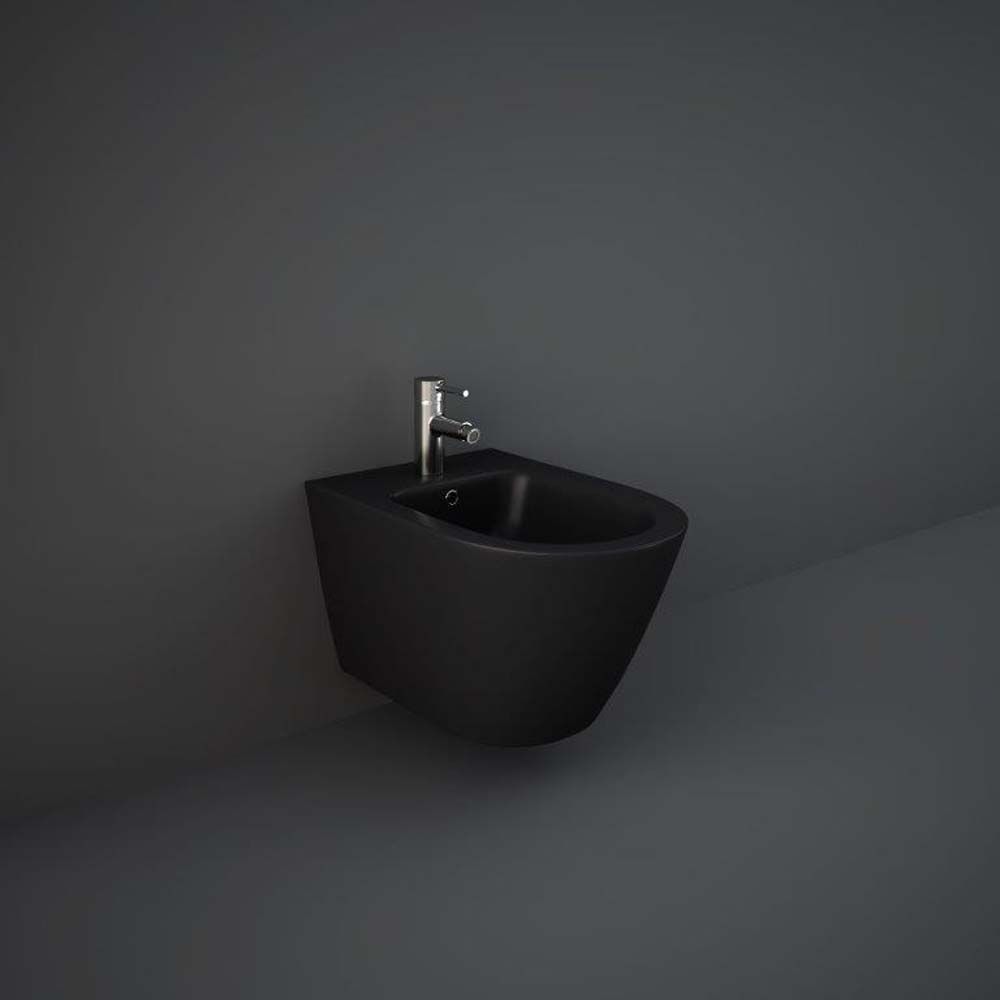 Bidet et cuvette WC suspendus moderne avec abattant à fermeture douce –  Sans bride – Cappuccino mat – RAK Feeling x Hudson Reed
