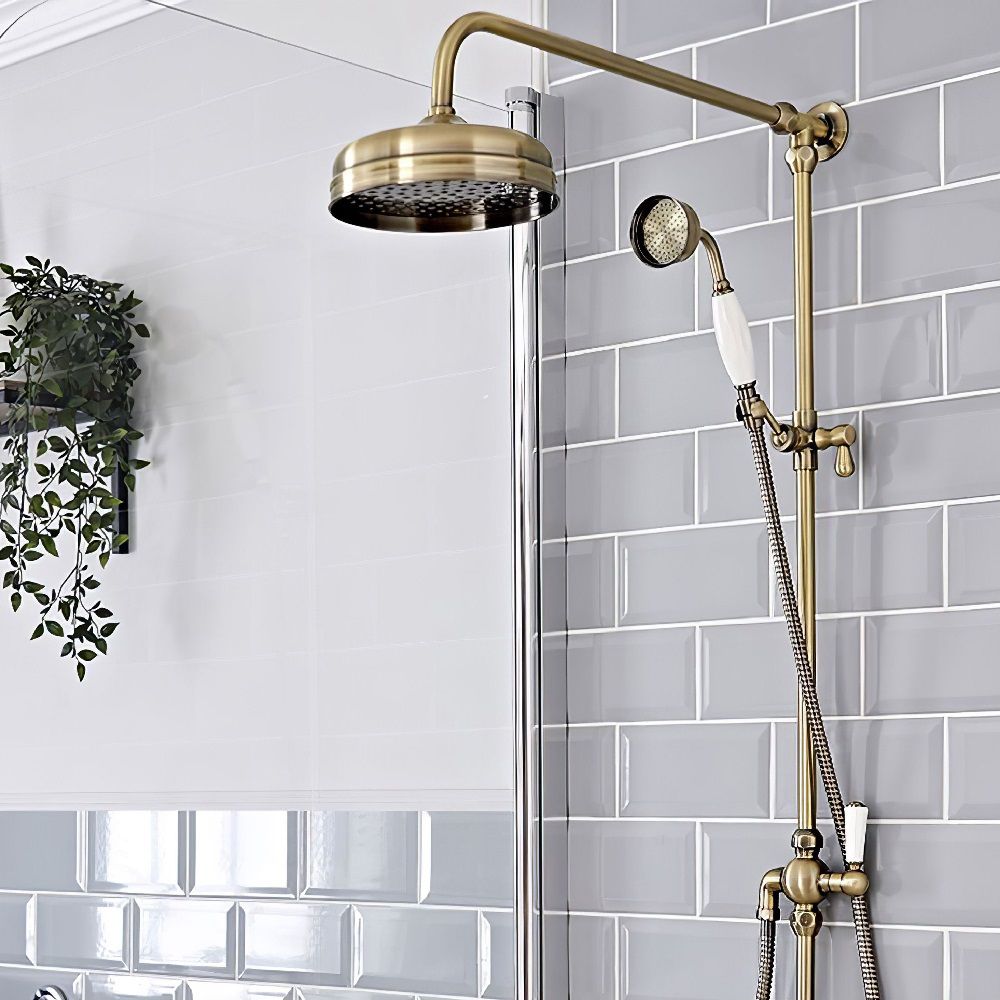 Colonne de douche murale en laiton doré brossé pour salle de bains