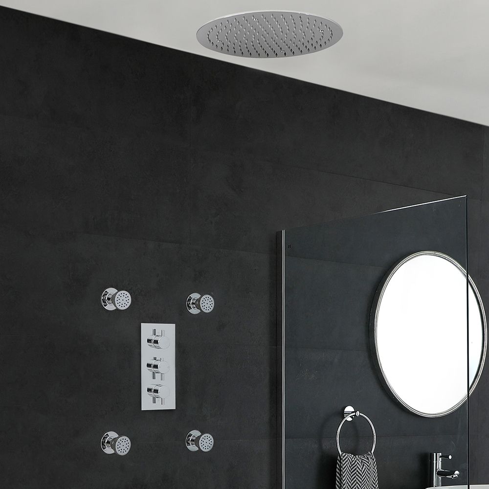 Pommeau de douche encastrable au plafond - RN5000L - Ama Luxury Shower -  ovale / pluie / avec chromothérapie