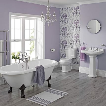 Ensemble Baignoire Ilot Pieds Noirs Lavabo WC & Robinetterie Carlton