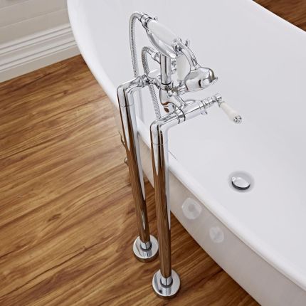 Colonnes pour robinetterie baignoire à poser rétro – Chromé - Elizabeth