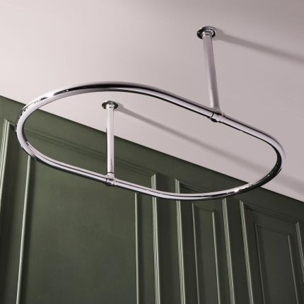 Tringle à rideau de douche rétro - Ovale - Acier chromé - Elizabeth