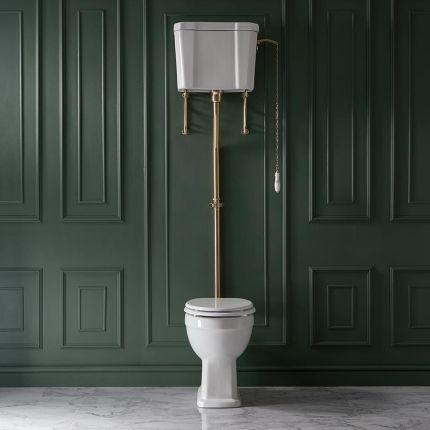 WC rétro avec réservoir haut - Choix d'abattant et de kit pour chasse d'eau - Richmond