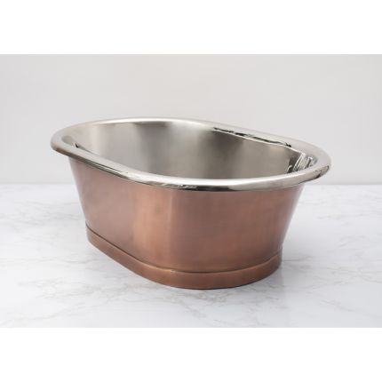 Vasque en cuivre rétro - 53 cm x 34,5 cm x 18 cm - Cuivre ancien avec intérieur en nickel