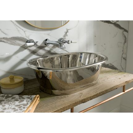 Vasque en cuivre rétro - 53 cm x 34,5 cm x 18 cm - Nickel