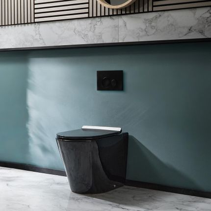 WC à poser rond avec abattant à fermeture douce – Noir - Nox