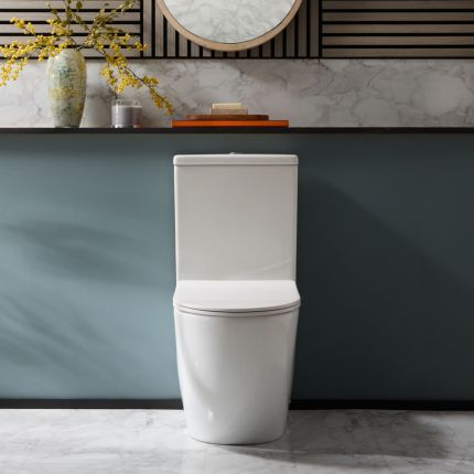 Pack WC à poser – Avec abattant à fermeture douce - Bouton de chasse d'eau chromé - Otterton