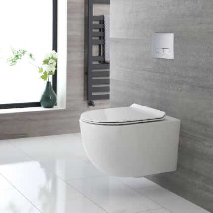 Cuvette WC suspendue ronde moderne – Sans bride – Blanc - Otterton