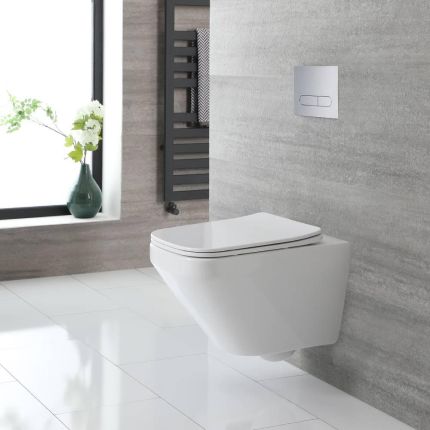 Cuvette WC suspendue carrée moderne – Sans bride – Blanc - Exton