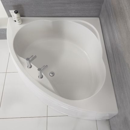 Baignoire d’angle moderne avec tablier – Blanc – 120 cm x 120 cm - Belstone