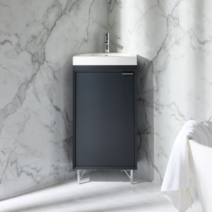 Meuble lave-mains d'angle  - Avec lavabo - 45 cm – Choix de finition et des poignées - Edge