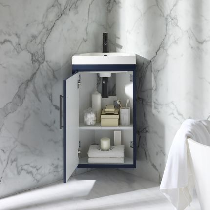 Meuble lave-mains d'angle suspendu - Avec lavabo - 45 cm – Choix de finition et des poignées - Edge