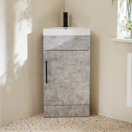 Meuble lavabo d'angle – 45 cm – Avec lavabo – Choix de finitions et de poignées - Cluo