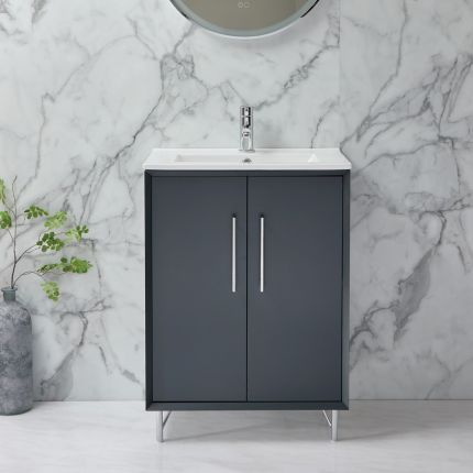 Meuble de salle de bain - Avec lavabo - 61 cm – Choix de finitions et de poignées - Edge