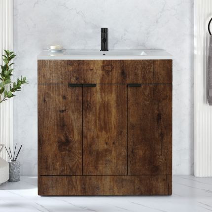 Meuble lavabo – 81 cm -  Avec lavabo - Choix de finitions et de poignées – Cluo