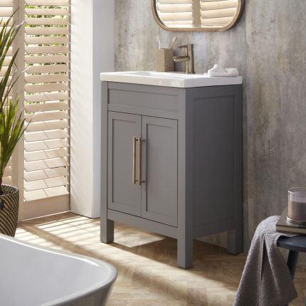 Meuble salle de bains - Avec lavabo – 60 cm – Choix de finitions et poignées – Warwick