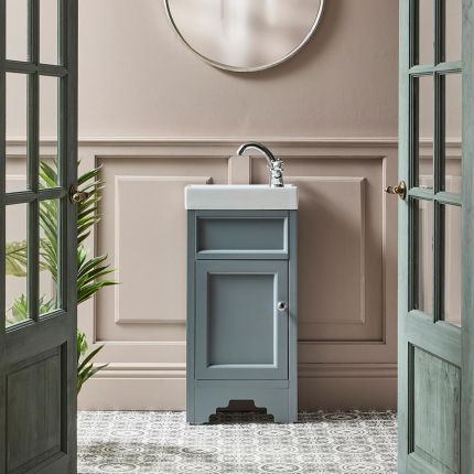 Meuble lave mains rétro – 40 cm – Avec lavabo - Choix de finitions, de lavabos et de poignées - Thornton