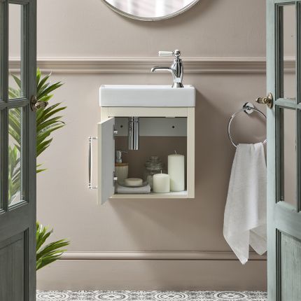 Meuble lave-mains suspendu – 40 cm – Avec lavabo – Choix de poignées et de finitions – Thornton
